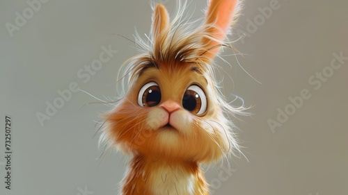 AI portrait of a funny, cute, big-eyed, furry rabbit