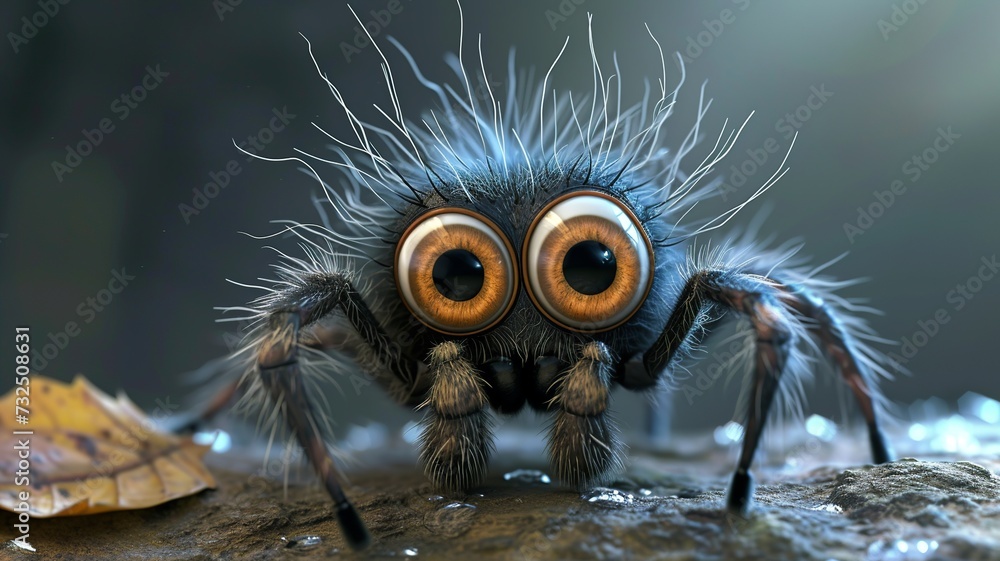 an artificial intelligence portrait of a funny, cute, big-eyed, shaggy spider an artificial intelligence portrait of a funny, cute, big-eyed, shaggy spider