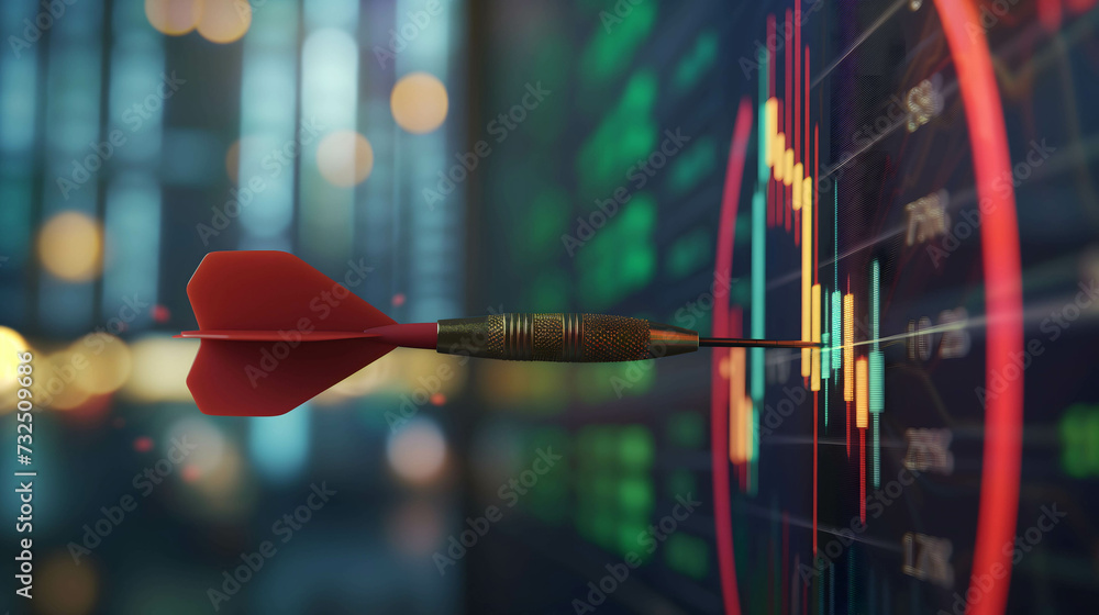 the dart is stuck on the target with stock market background, make a plan to reach your goals and success in terms of financial freedom and doing business the dart is stuck on the target with stock market background, make a plan to reach your goals and success in terms of financial freedom and doing business