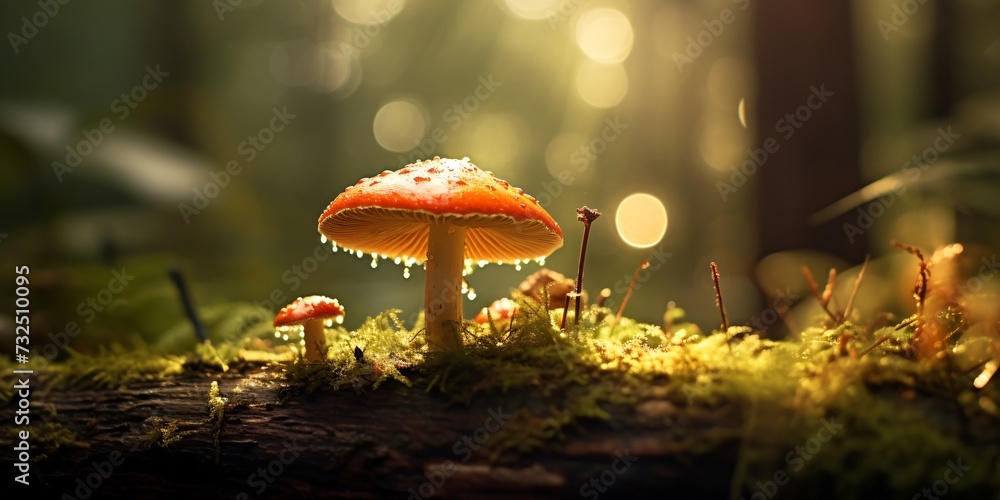 a close up of mushrooms - obrazy, fototapety, plakaty 