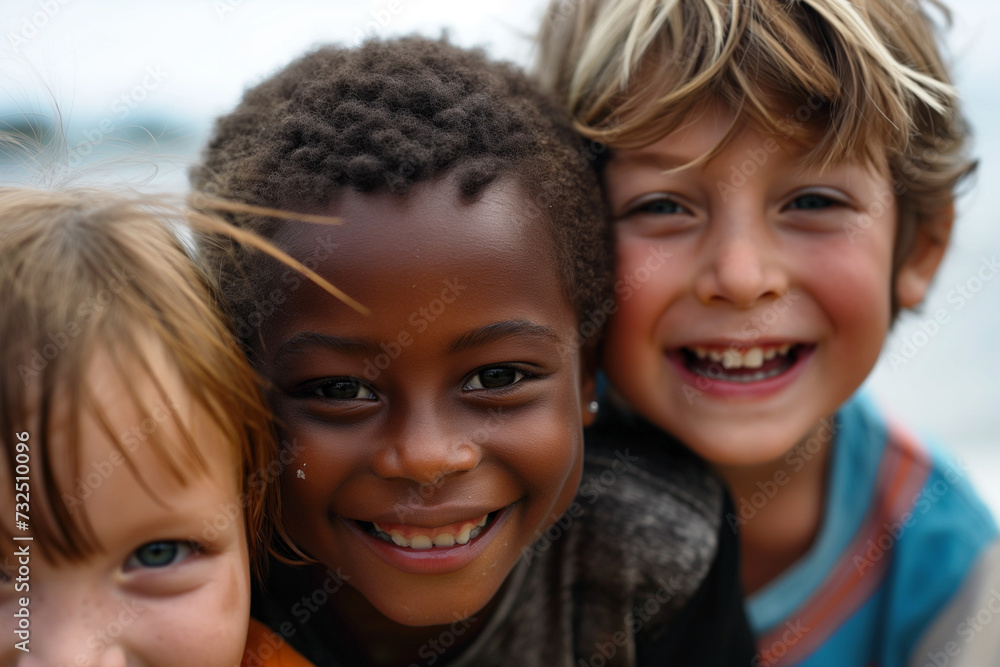 smiling children happily posing for a photo smiling children happily posing for a photo