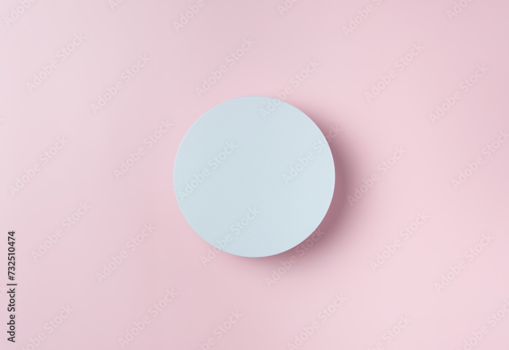 White round podium pedestal cosmetic beauty product presentation empty mockup on pink background White round podium pedestal cosmetic beauty product presentation empty mockup on pink background