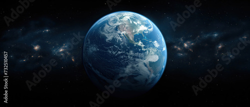 An imaginary view of planet Earth in outer space. View from space