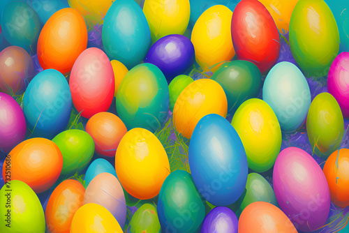 Colorful easter eggs for sweet happy treats festive Christian holiday season background oil painting style