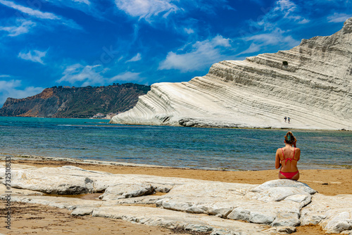Fototapeta Naklejka Na Ścianę i Meble -  Scala dei Turchi, a rocky cliff on the coast of southern Sicily,