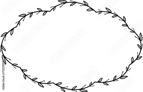 Flower wreath leaf floral border Vintage frame vector Horizontal Frame Rectangle Frame picture frames Branch laurel botanical silhouette black retro badge elements decoration