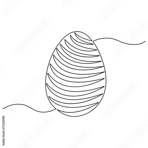 Continues single line art drawing easter eggs hand draw outline vector