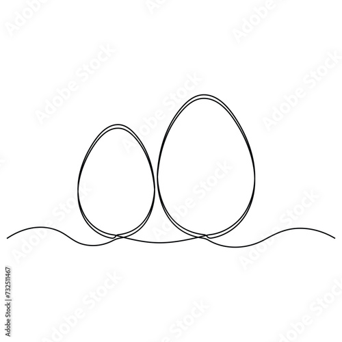 Continues single line art drawing easter eggs hand draw outline vector