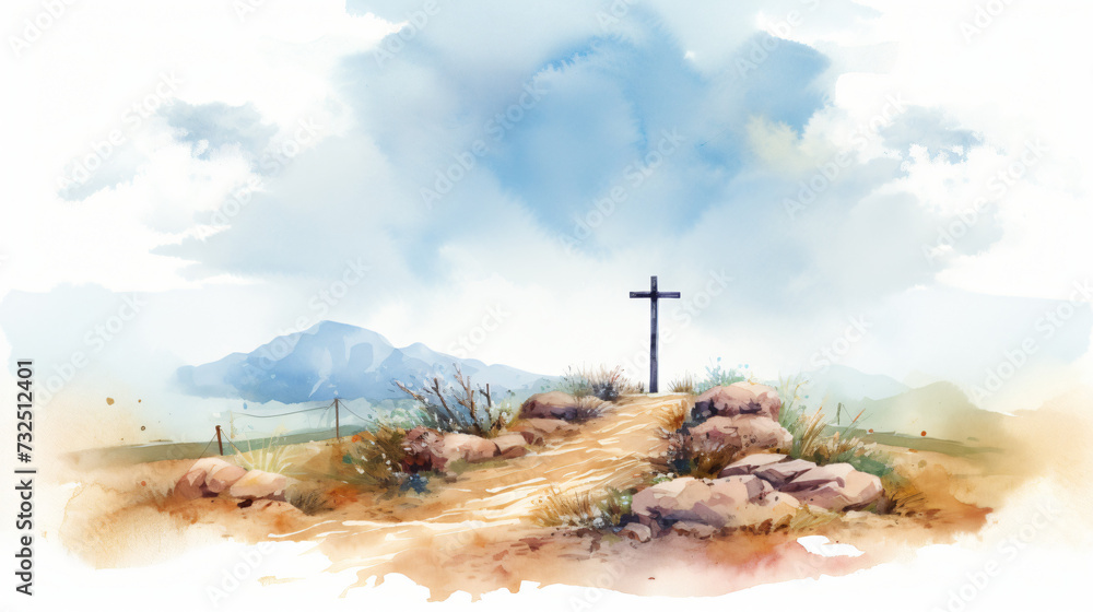 Easter scene with cross