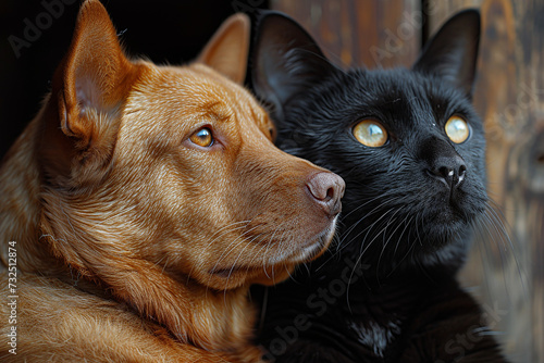dark muzzle labrador dog and cat Scottish
