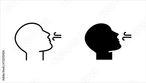 Breathing icon set. Breath difficulties sign. Respiration problems symbol. vector illustration on white background