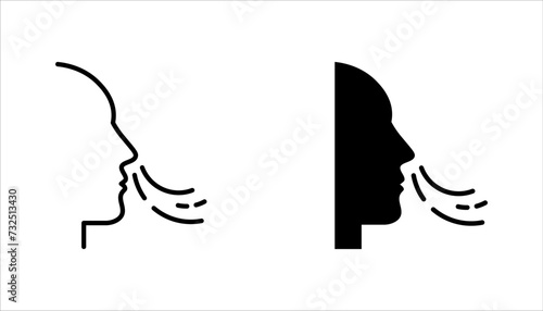 Breathing icon set. Breath difficulties sign. Respiration problems symbol. vector illustration on white background