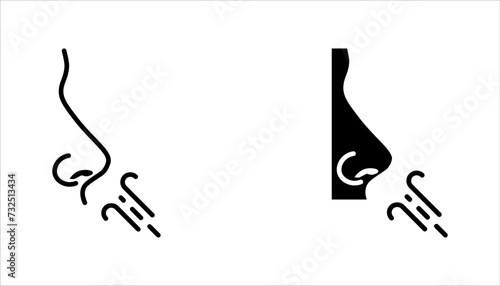 Breathing icon set. Breath difficulties sign. Respiration problems symbol. vector illustration on white background