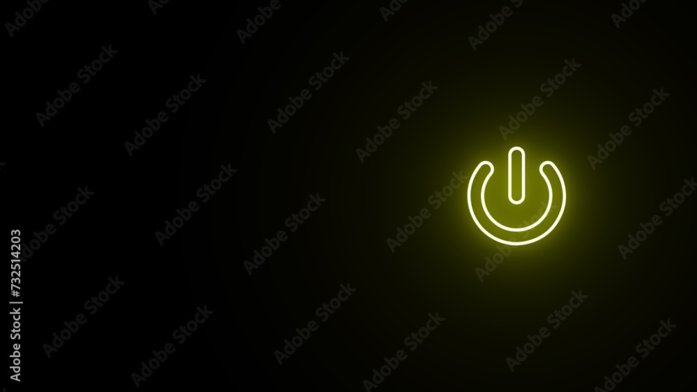 Glowing Power Button icon. Neon on off switching buttons.