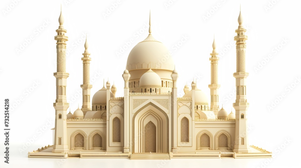 illustration of a mosque with a dome, for islam or muslim day, isolated on white background