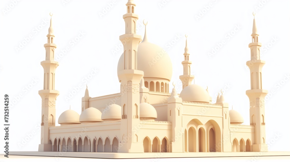 Obraz premium illustration of a mosque with a dome, for islam or muslim day, isolated on white background
