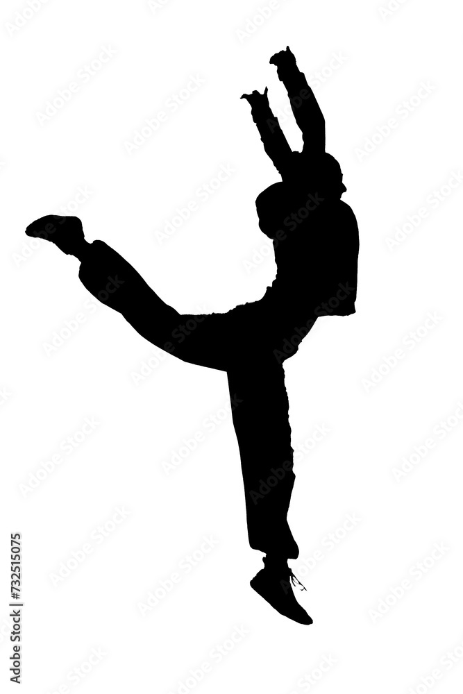 silhouette of a sportive female ballet dancer on transparent background