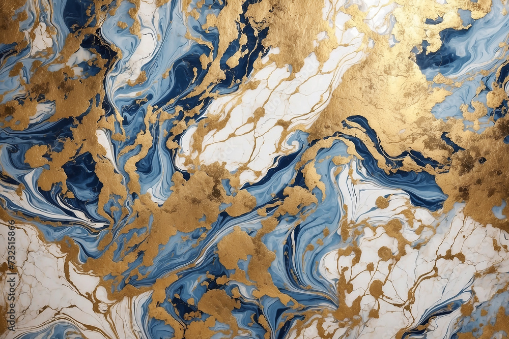 abstract marble white, gold, and blue baclground texture