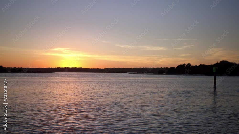 Aerial: Drone Forward Silhouette Of Trees On Landscape By Rippled Lake At Sunset - Daytona Beach , Florida Aerial: Drone Forward Silhouette Of Trees On Landscape By Rippled Lake At Sunset - Daytona Beach , Florida
