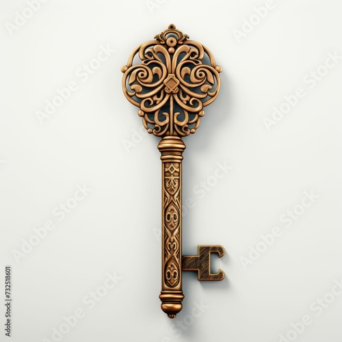 Ornate Key Hanging on Wall