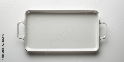 White Tray With Handles on White Wall