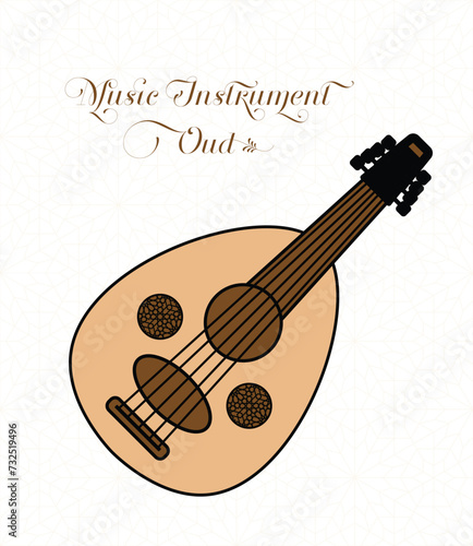 Vector drawings of the middle eastern musical instrument known as the oud