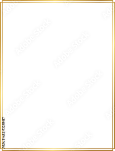 Gold decorative frame, minimal border with 8x10.5 aspect ratio for 8.5x11 aspect ratio flyer or poster, card, invitation, wedding, menu, svg cutout isolated.