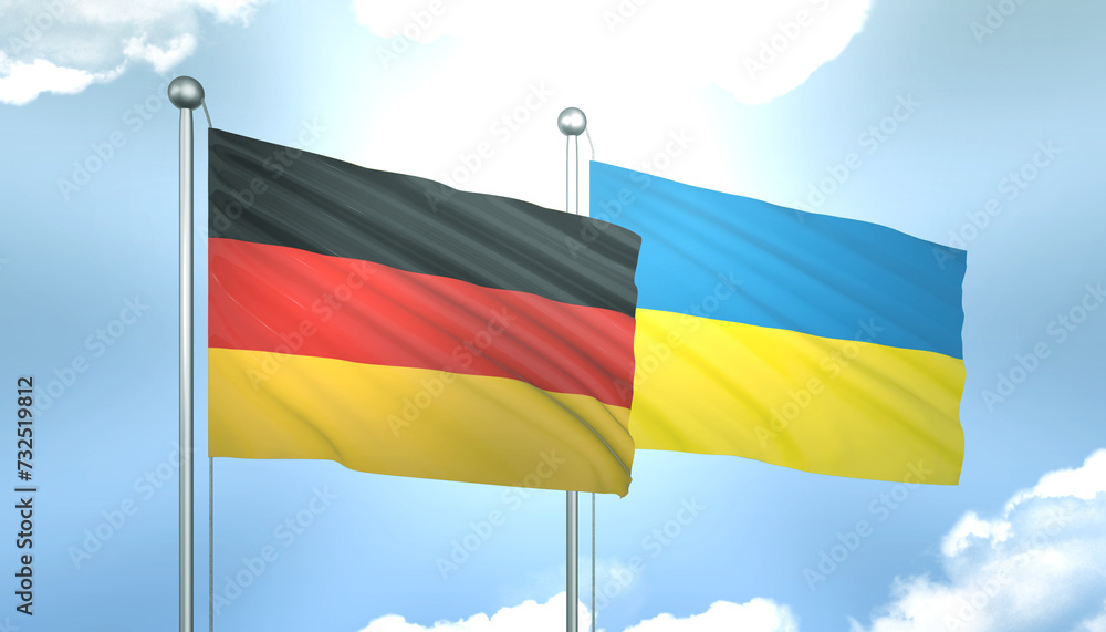 Germany and Ukraine Flag Together A Concept of Realations Germany and Ukraine Flag Together A Concept of Realations