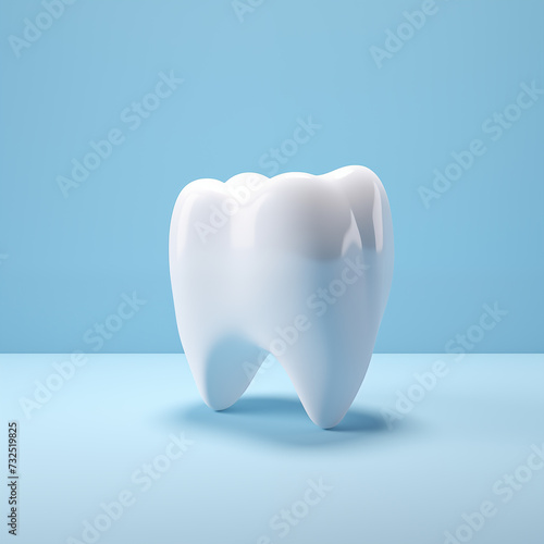 White tooth icon on blue background, dental care and health, dh, illustration