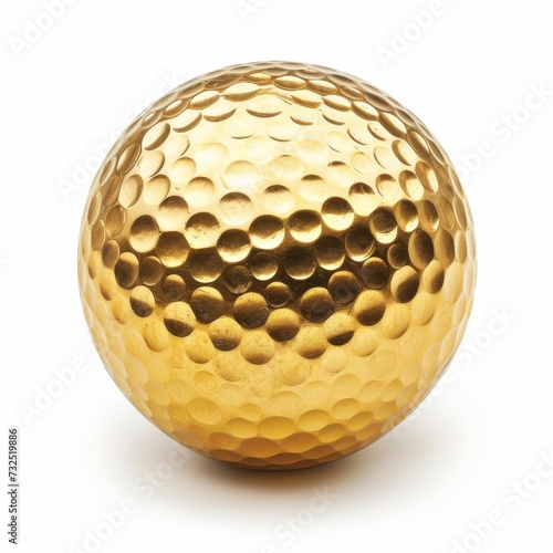 Gold Golf Ball on White Background