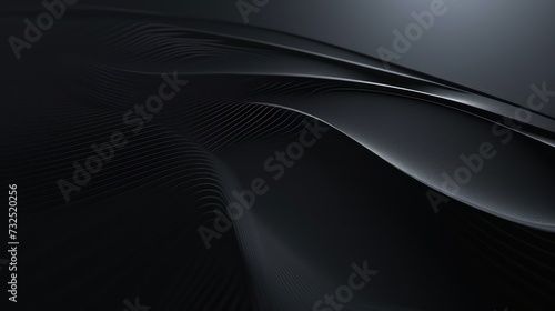 3d solid black wave background, 3d render and realistic
