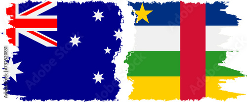 Central African Republic and Australia grunge flags connection vecto