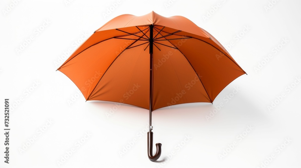 Orange Umbrella With Black Handle on White Background