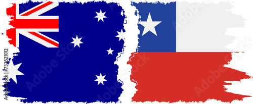 Chile and Australia grunge flags connection vector