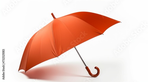 Open Orange Umbrella on White Background