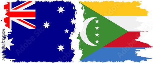 Comoros and Australia grunge flags connection vector