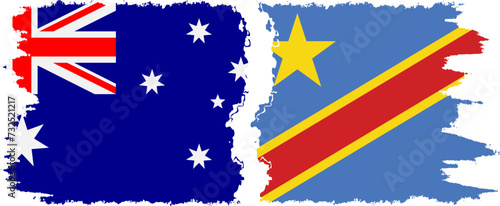 Congo - Kinshasa and Australia grunge flags connection vector