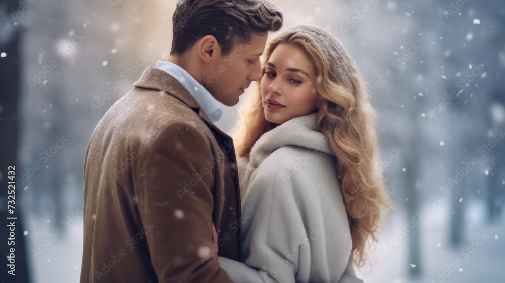 Couple dating and hugging in love in an urban park