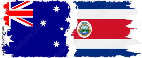 Costa Rica and Australia grunge flags connection vector