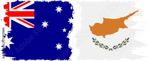 Cyprus and Australia grunge flags connection vector
