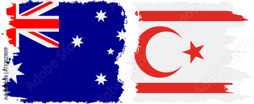 Turkish Republic of Northern Cyprus and Australia grunge flags conne