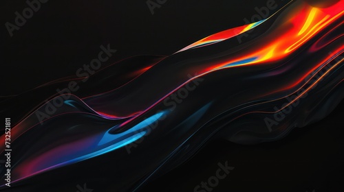 futuristic blue orange wave background featuring dark black tones with luminous glowing light effects and sparkling highlights