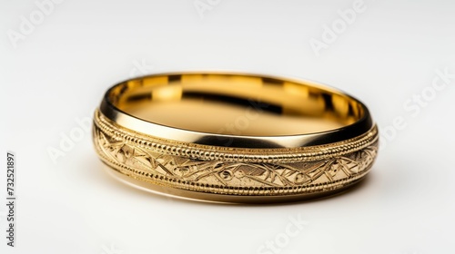 Intricately Engraved Gold Wedding Band