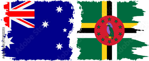 Dominica and Australia grunge flags connection vector