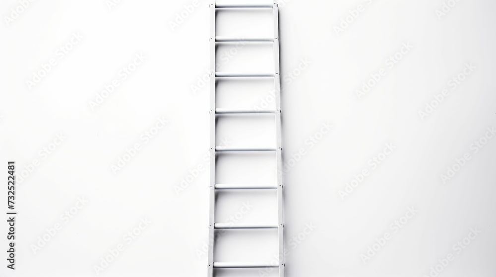 White Ladder Leaning Against White Wall