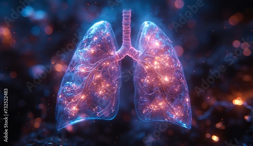 Glowing Lungs: A Visualization of the Human Respiratory System Generative AI