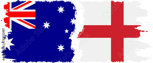 England and Australia grunge flags connection vector