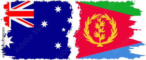 Eritrea and Australia grunge flags connection vector