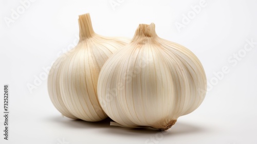Two White Onions on White Background