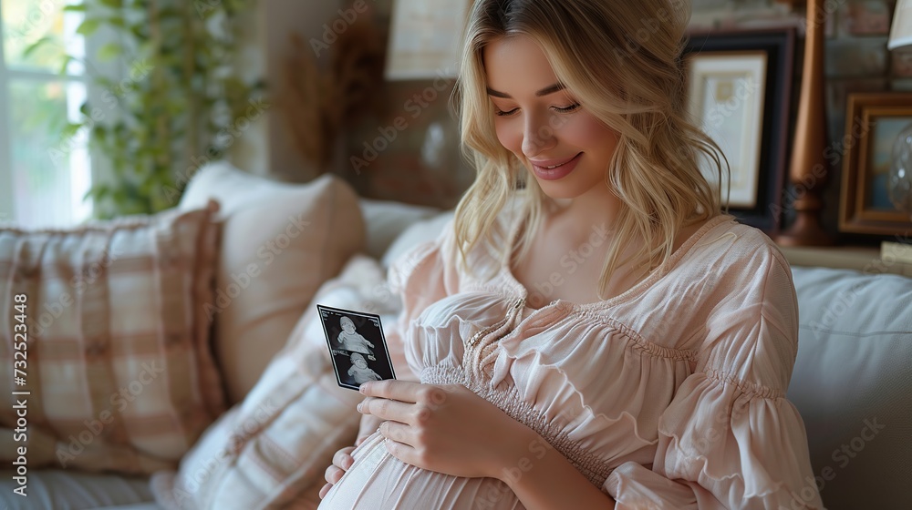 Pregnant women look at the first ultrasound images of their babies and